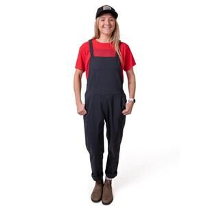 FLYLOW Women's Life Bib Overalls Small Black Square Neck Elastic Strap NWT